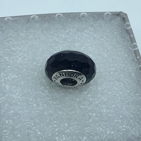Pandora,” Midnight Navy Blue Starburst ” S925ALE, Murano Glass Charm M1-5 - Picture 3 of 3